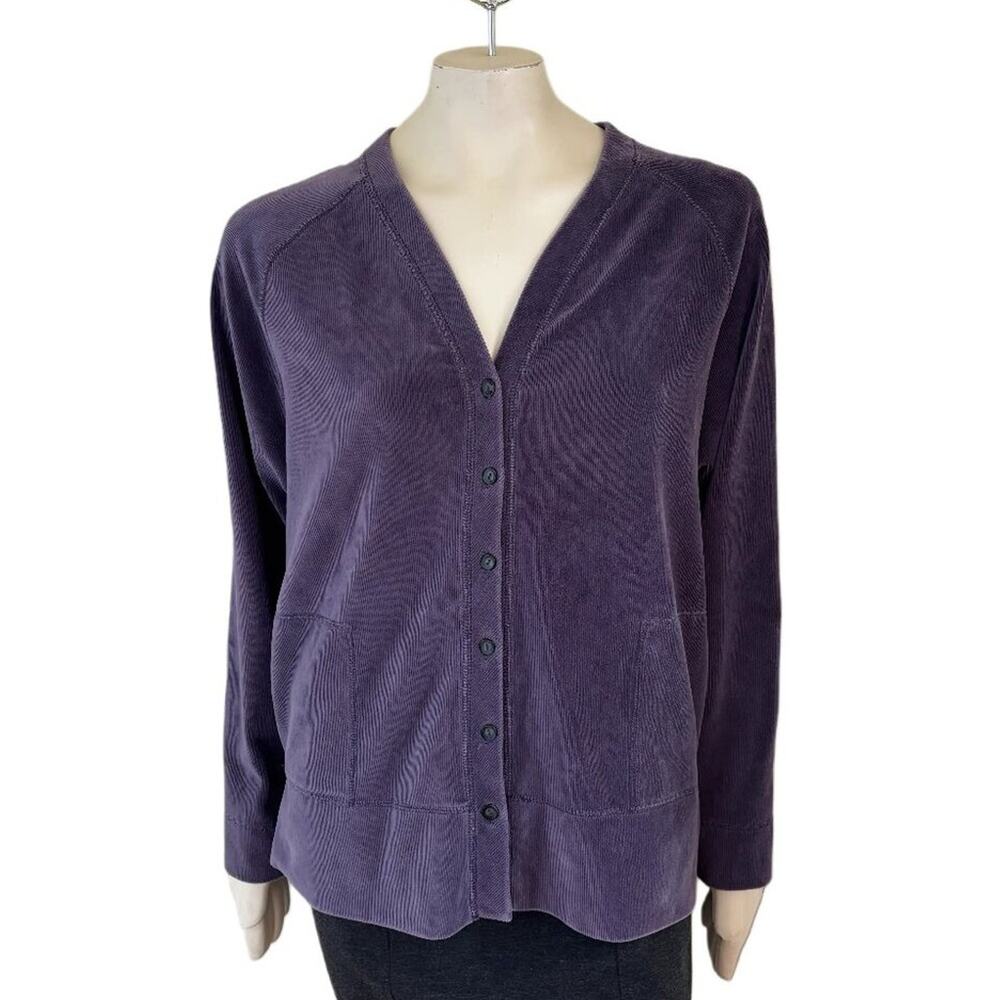 VTG J.JILL Soft Corduroy Button Front Cardigan Shacket in Purple SZ L